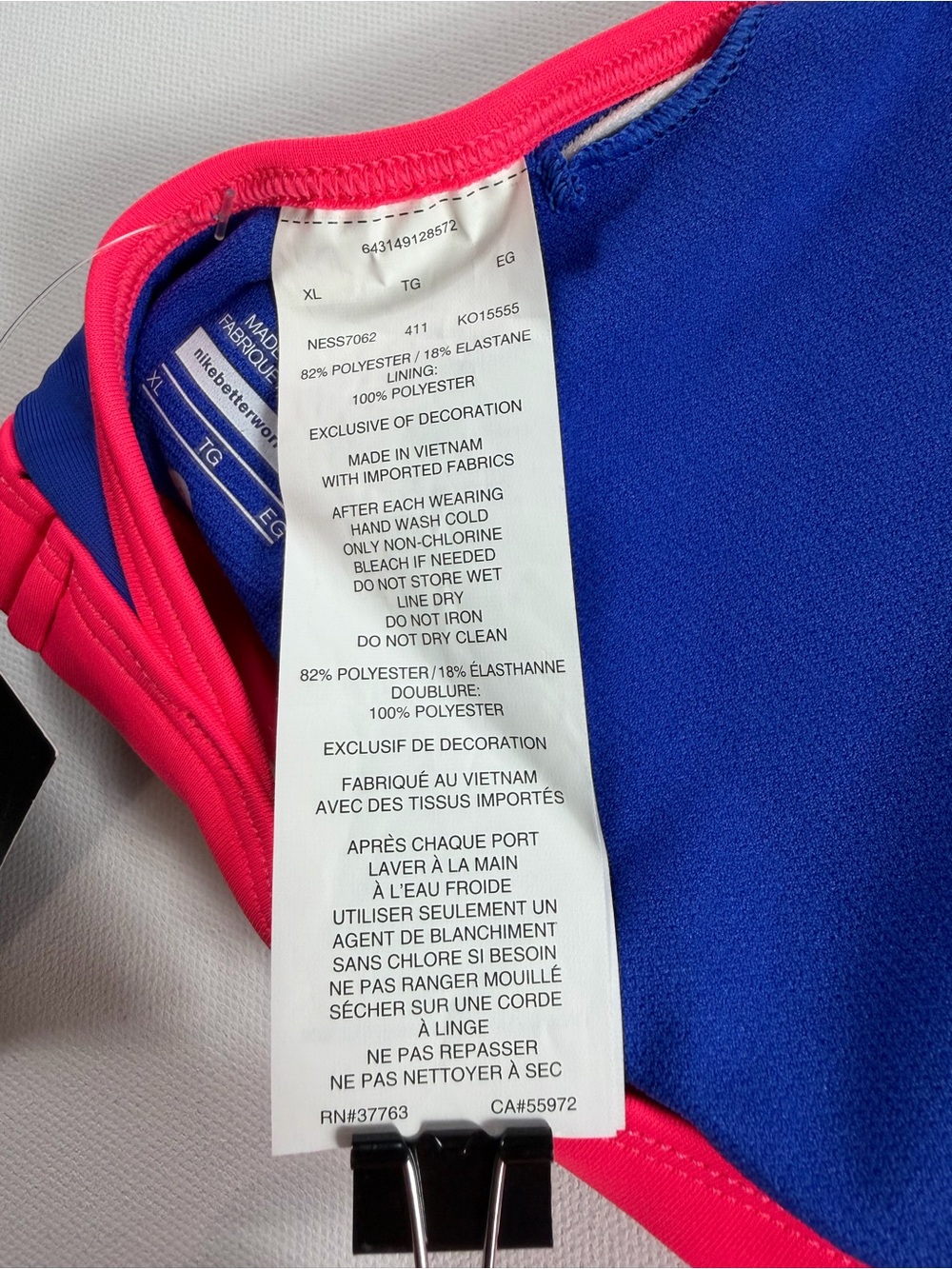 Nike NWT Royal Blue Neon Pink Triangle Bikini Top XL Beach Resort Activewear - Picture 5 of 7